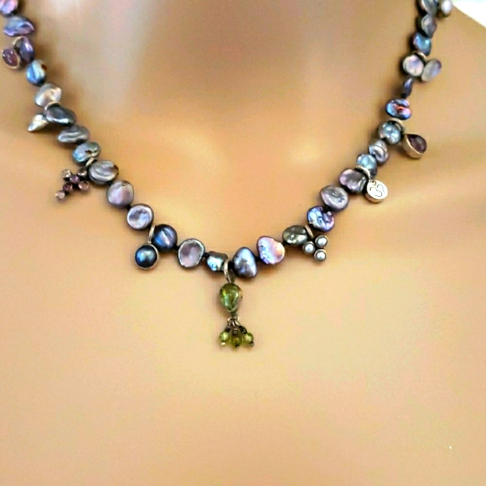 Sterling Silver pendants beaded necklace